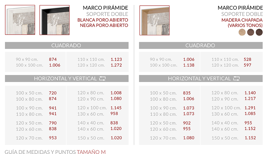 Medidas Marco Pirámide Soporte Doble M